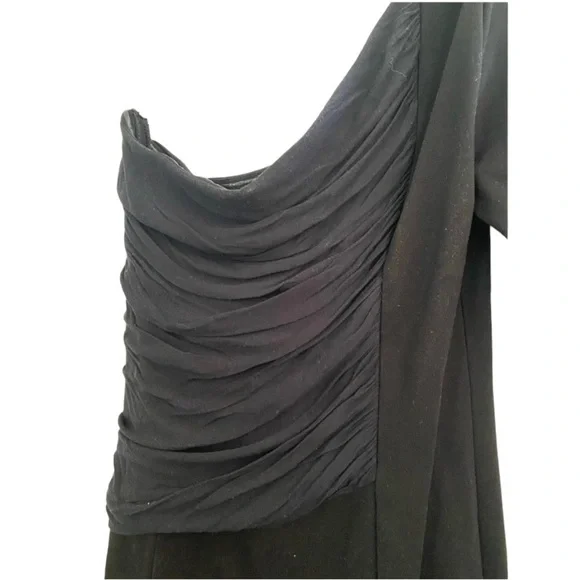 Bcbg maxazria  black shorted one shoulder ponte body con dress black 12 - Picture 6 of 7